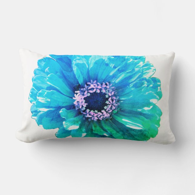 Aquamarin Blue Daisy, aquamarin blaue Blume Lendenkissen (Vorderseite)