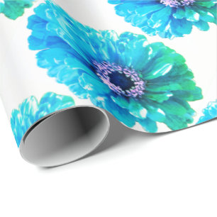 Aquamarin Blue Daisy Geschenkpapier
