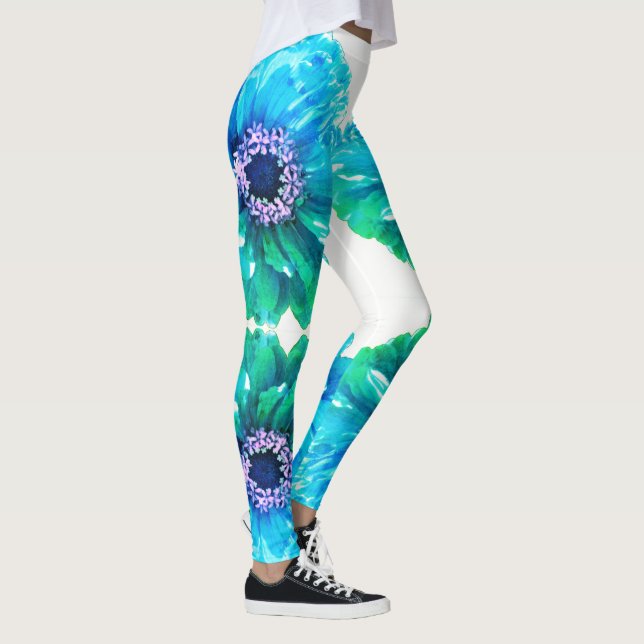Aquamarin Blue daisy Leggings (Rechts)