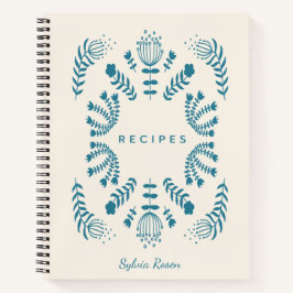 Aquamarin Blue Danish Folk Blume Personalisiert Re Notizbuch