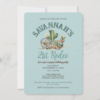 Aquamarin Blue Desert Cowgirl Rodeo Geburtstagspar Einladung
