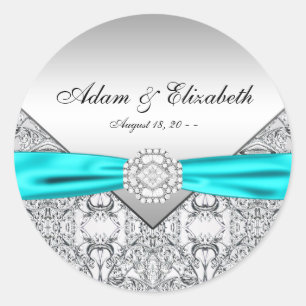 Aquamarin Blue Diamond Wedding Runder Aufkleber
