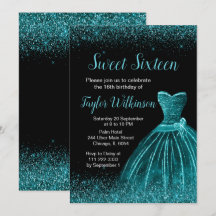 Aquamarin Blue Dress Imitate Glitzer Sweet 16 Birt