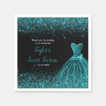 Aquamarin Blue Dress Imitate Glitzer Sweet 16 Birt