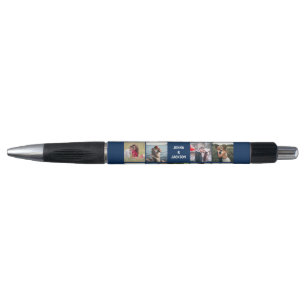 Aquamarin Blue Foto Collage Wedding Custom Pen Kugelschreiber