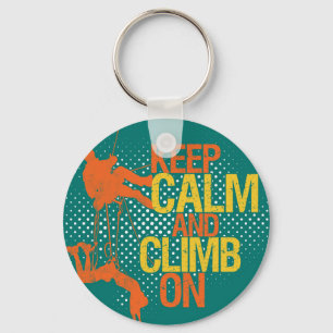 Aquamarin Blue Funny Behielt Ruhe und Climb auf Sc Schlüsselanhänger