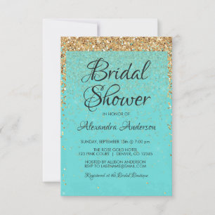 Aquamarin Blue Girly Glitzer Sparkle Brautparty Einladung
