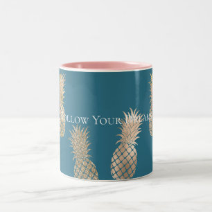 Aquamarin Blue Glam Ananas Zweifarbige Tasse