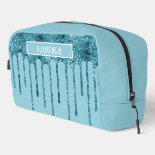 Aquamarin Blue Glitzer Tropfen auf Sky Blue Toilet Waschbeutel