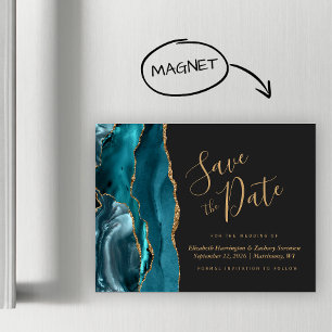 Aquamarin Blue Gold Agate Dark Magnetic Save the D Magnetkarte