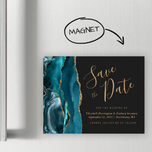 Aquamarin Blue Gold Agate Dark Magnetic Save the D Magnetkarte