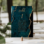 Aquamarin Blue Gold Agate Wedding Tischnummer<br><div class="desc">Diese elegante moderne Hochzeitskarte besticht durch ein aquamarines Aquarellfarben-Ambiente mit goldenem Glitzer aus Imitaten. Das Wort "Tabelle" erscheint in goldfarbenem Schriftzeichen. Fügen Sie die Namen Ihrer Gäste hinzu,  die jeder Tabelle zugeordnet sind.</div>