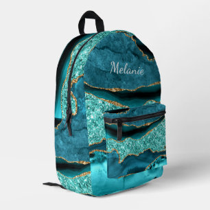 Aquamarin Blue Gold Agua Turquoise Individuelle Na Bedruckter Rucksack