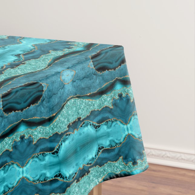 Aquamarin Blue Gold Aqua Türkis Tableclout Tischdecke (Beispiel)