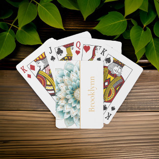Aquamarin Blue Gold Floral Mandala Personalisiert Spielkarten