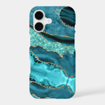 Aquamarin Blue Gold Glitzer Aqua Turquoise iPhone 