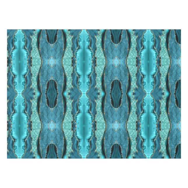 Aquamarin Blue Gold Glitzer Aqua Turquoise Tablecl Tischdecke (Vorderseite (Horizontal))