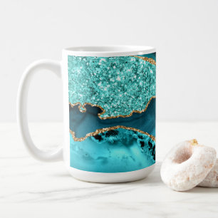 Aquamarin Blue Gold Glitzer Marbella Aqua Türkis T Kaffeetasse