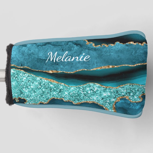 Aquamarin Blue Gold Golf Head Cover mit Individuel Golf Headcover (Vorderseite)