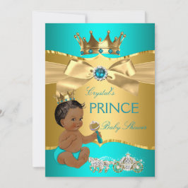 Aquamarin Blue Gold Prince Baby Dusche ethnisch Einladung