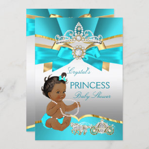 Aquamarin Blue Gold Princess Baby Shower Ethnic Einladung