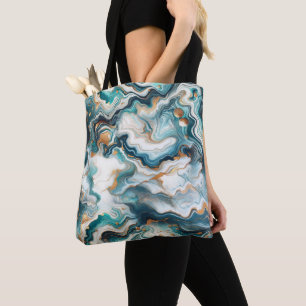 Aquamarin Blue Gold White Modern Marbour Agate