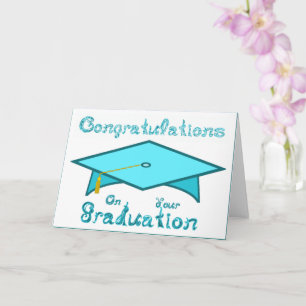 Aquamarin Blue Graduation Cap Printable Party Hat Karte