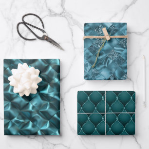Aquamarin Blue Green Abstrakt Glam Geschenkpapier Set