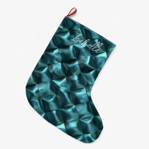 Aquamarin Blue Green Abstrakt Glam Großer Weihnachtsstrumpf