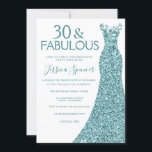 Aquamarin Blue Green Glitzer Dress 30. Geburtstag  Einladung<br><div class="desc">Aquamarin Blue Green Glitzer Dress 30. Geburtstagsfeier Party Einladung Variation zu den Einladungen und den passenden Artikeln in unserem Shop</div>