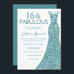 Aquamarin Blue Green Glitzer Dress Sweet 16 Party Einladung<br><div class="desc">Aquamarin Blue Green Glitzer Dress Sweet 16 Party Einladungen Variationen der Einladung und passende Artikel in unserem Shop</div>
