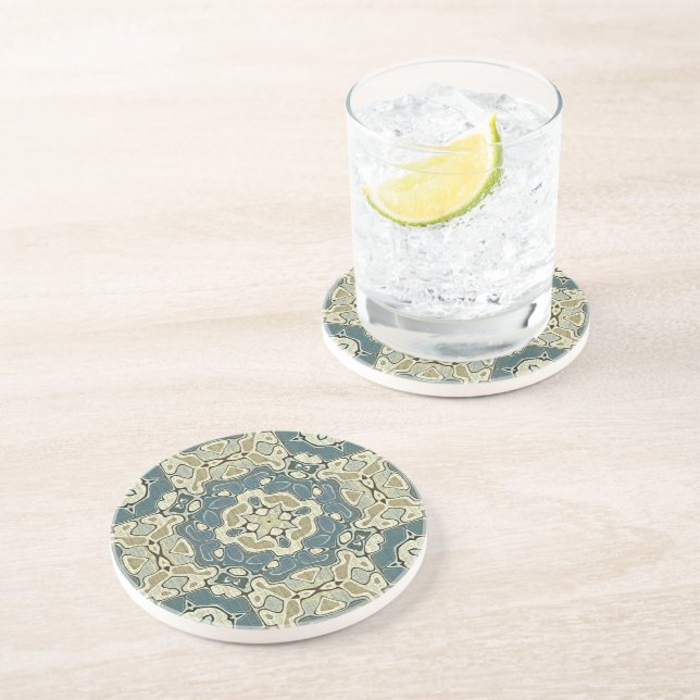 Aquamarin Blue Green Gray Ochre Angesagter Bohemis Getränkeuntersetzer (Seite)