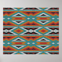 Aquamarin Blue Green Red Terra Cotta Tribal Art Pa
