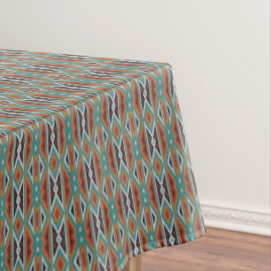 Aquamarin Blue Green Red Terra Cotta Tribal Art Pa Tischdecke