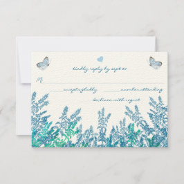 Aquamarin-Blue-Green-Wildblume-Butterfly-Hochzeit RSVP Karte
