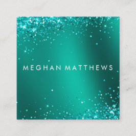 Aquamarin Blue Hübsch Glitzern Beauty Makeup Artis Quadratische Visitenkarte
