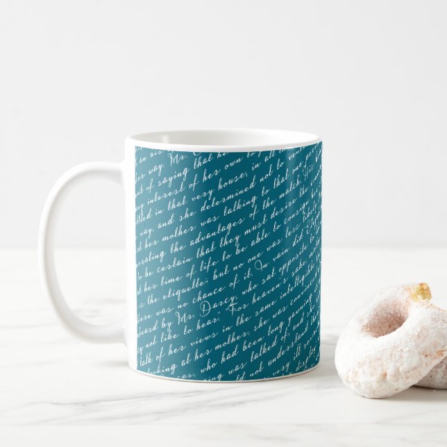 Aquamarin Blue Jane Austen Pride Prejudice Niederl Kaffeetasse (Mit Donut)