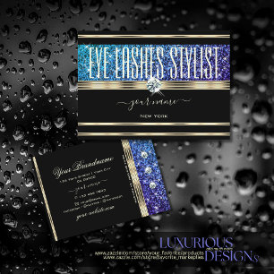 Aquamarin Blue Lila Gradient Glitzer Stars Gold Sc Visitenkarte