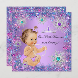 Aquamarin Blue Lila Pink Princess Babydusche Braun Einladung