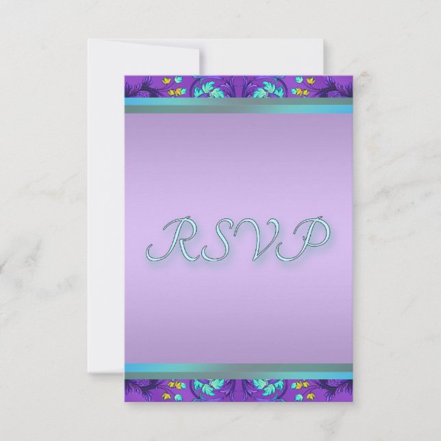 Aquamarin Blue Lila UAWG Template RSVP Karte (Vorderseite)