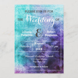 Aquamarin Blue Lila Watercolor - Einladung zur Hoc