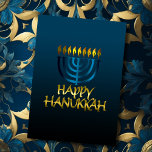 Aquamarin Blue Menorah Flames Happy Hanukkah Card Feiertagskarte<br><div class="desc">Unterkunft thematisch von Umua entworfen. Gedruckt und ausgeliefert von Zazzle oder ihren Partnern.</div>