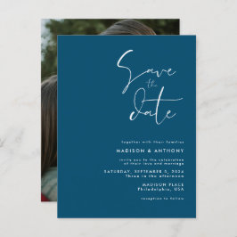 Aquamarin Blue Minimalistisch Save the Date Weddin Einladungspostkarte