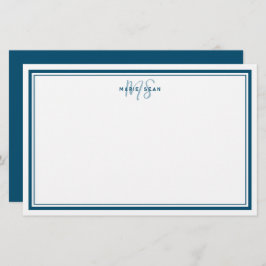 Aquamarin Blue Minimalistisch Simple Monogram Two  Briefpapier