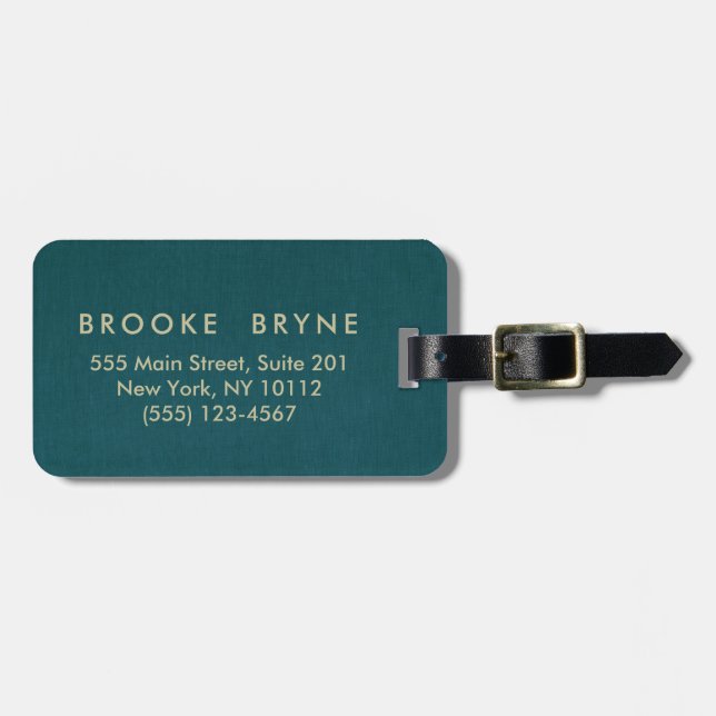 Aquamarin Blue Modern Beruflich Minimalistisch Gepäckanhänger (Vorderseite horizontal)