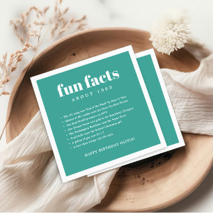 Aquamarin Blue Modern Minimal Fun Fakten Geburtsta Serviette