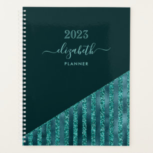 Aquamarin Blue Modern Trendly Glam Glitzer Persona Planer
