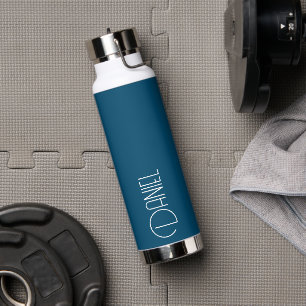 Aquamarin Blue Modern Typografie Personalisiert Trinkflasche