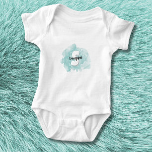 Aquamarin Blue Monogram Baby Boy Baby Strampler