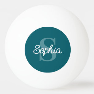 Aquamarin Blue Monogram Script Name Tischtennisball